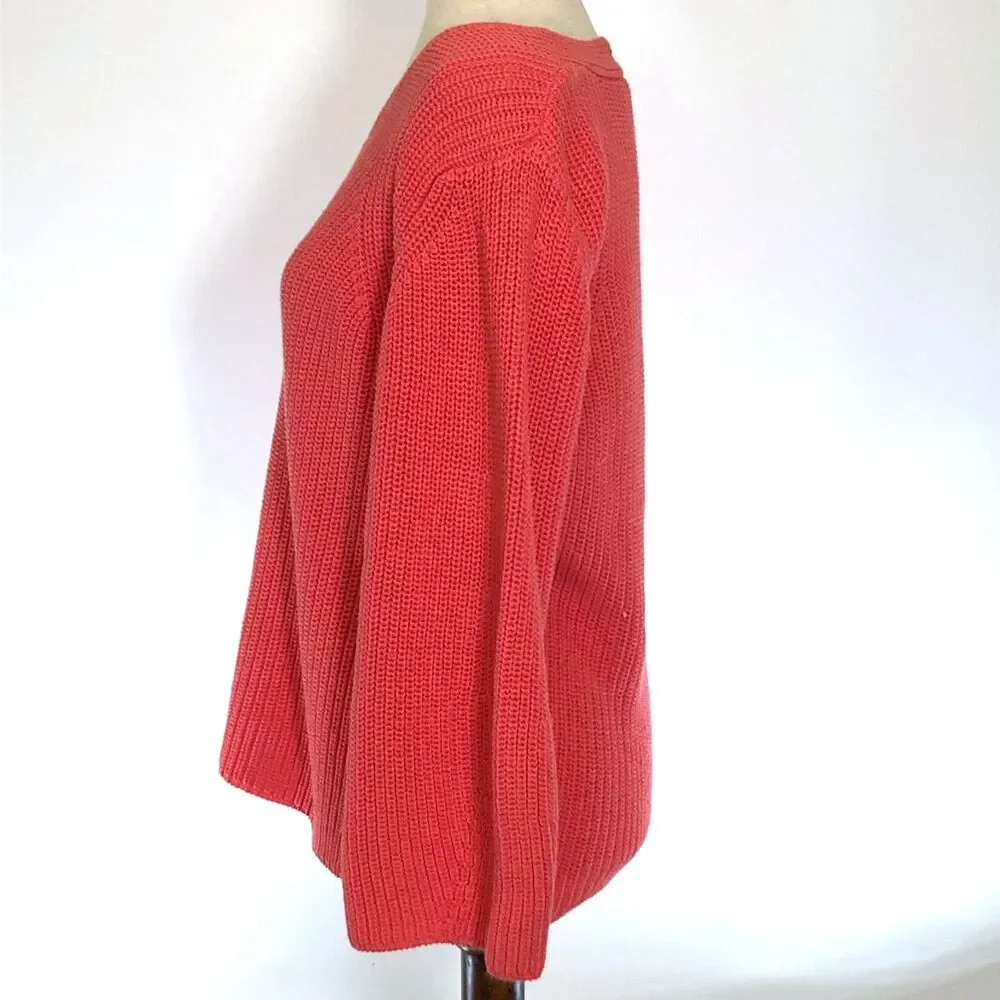 Ann Taylor Factory Coral V-Neck Sweater SM